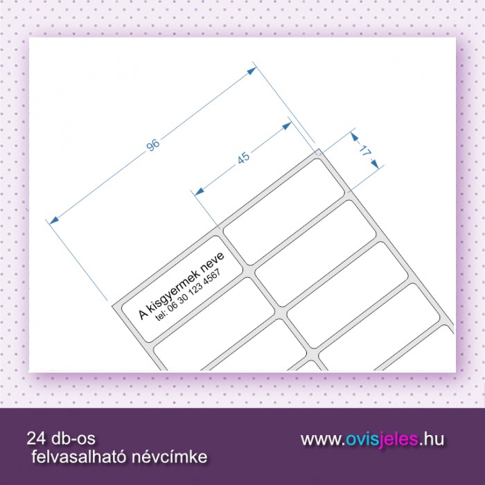 24 db-os felvasalható névcímke két sor szöveghez 24 db-os felvasalható névcímke két sor szöveghez